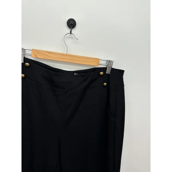 Willit Womens Black Sailor Button‎ Wide Leg Stretch Dress Pants XL High Rise - Image 6