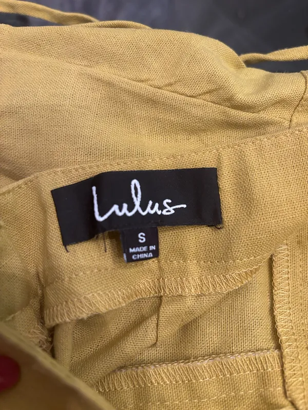 Lulu's Mustard Yellow Spaghetti-Strap Wide-Leg Jumpsuit - Image 2