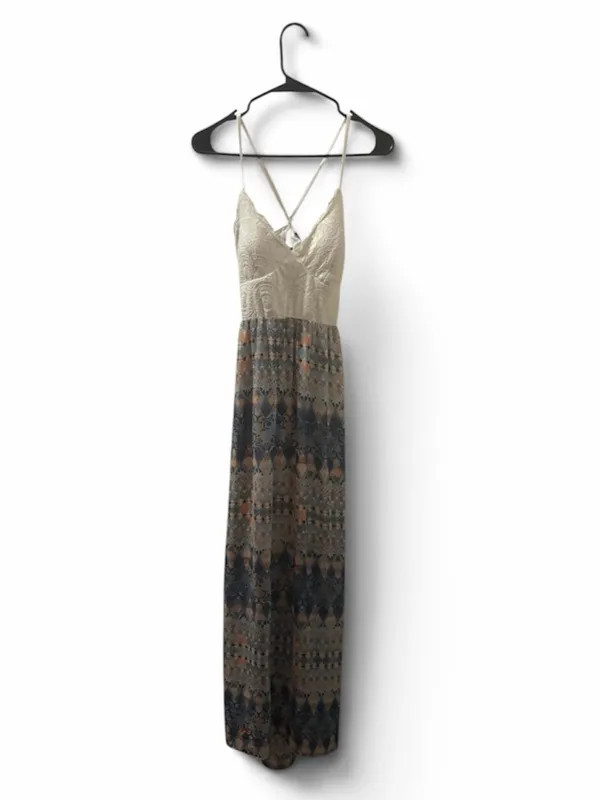 Rue 21 Bohemian Lace-Top Maxi Dress in White and Navy - Image 2
