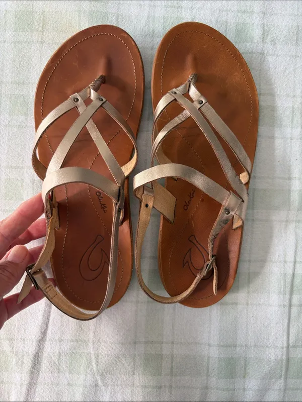 Olukai U’I KO’OWomen’s Metallic Strappy Toe-Loop Sandals - Rose Gold - Image 2