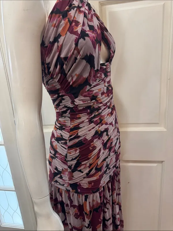 Nicholas Micaela Halter Neck Purple Floral Gown size XSMALL A1 - Image 10