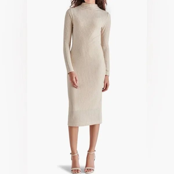Steve Madden Maya Elegant Cream Long Sleeve Dress - Image 5