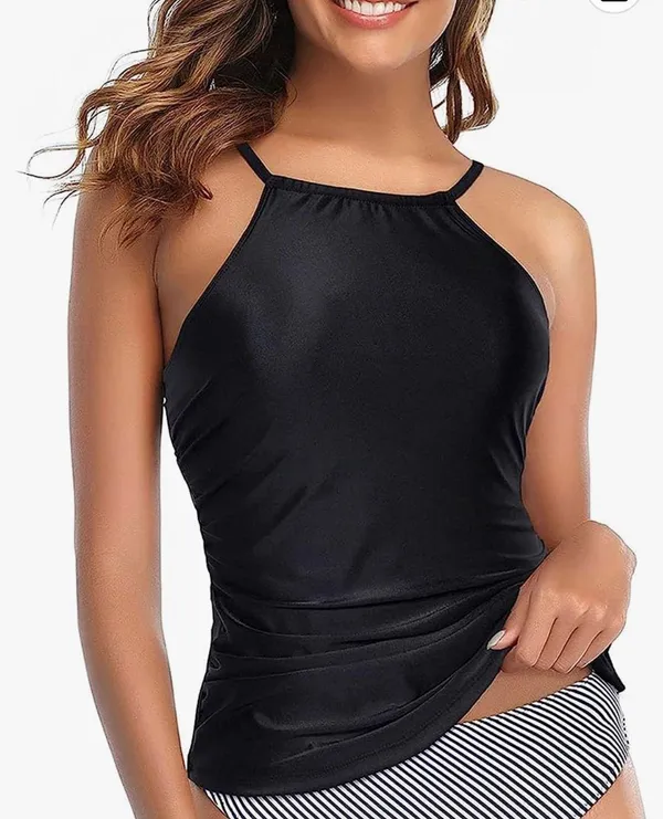 Tempt Me Women Tankini Set High Neck Bathing Suit Set Tummy Control Swimsuit Top Ruched - Image 5