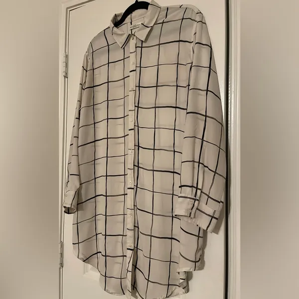 Abercrombie & Fitch off white women's button-down chiffon shirt dress size Larg - Image 2