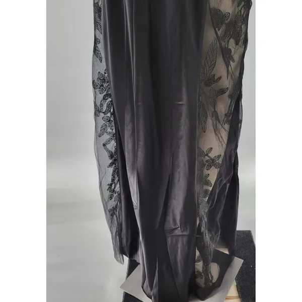 HHQ Maxi Slip Dress Size M Black Satin Lace Trim Spaghetti Strap Sexy NWT - Image 14