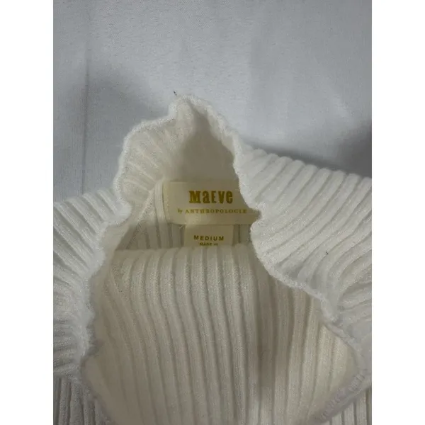 Maeve By Anthropologie Annette Short-Sleeve Mock Neck Puff-Sleeve Sweater Medium - Image 2