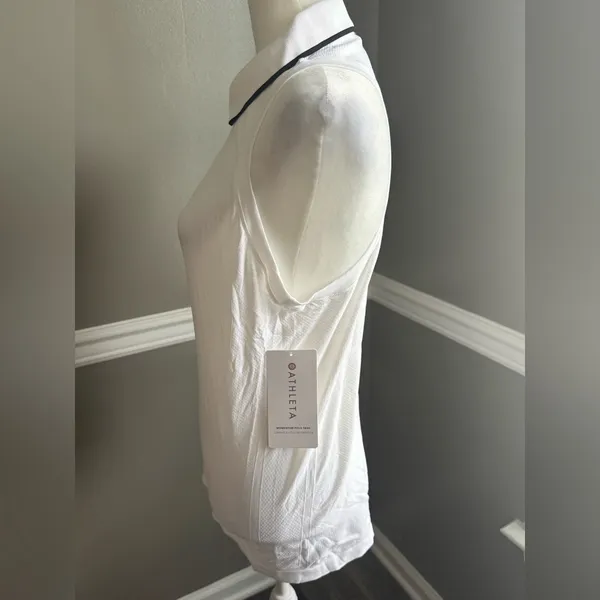 NWT ATHLETA Momentum Polo Tank top 1/4 Zip Neck White size‎ Small - Image 5