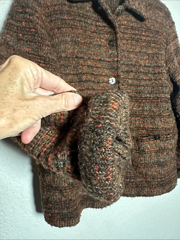 The Territory Ahead Brown Chunky Knit Button Up Jacket Sweater Cardigan Pockets - Image 3