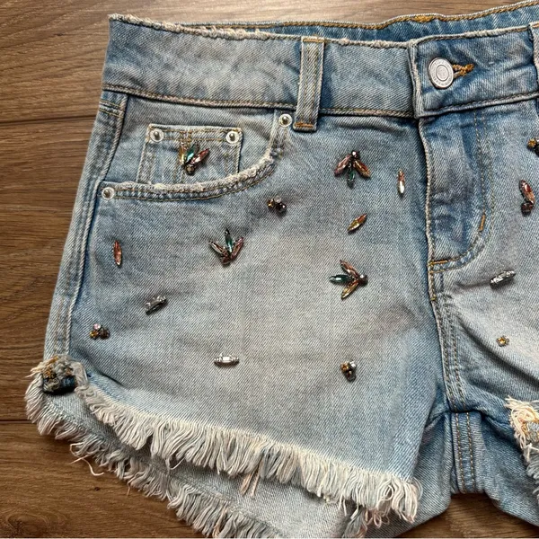 ZARA Trafaluc Embellished Denim Shorts - Image 3