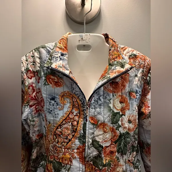 Allison Dailey Petites Quilted floral jacket. Fall colors. Inner lining … - Image 2