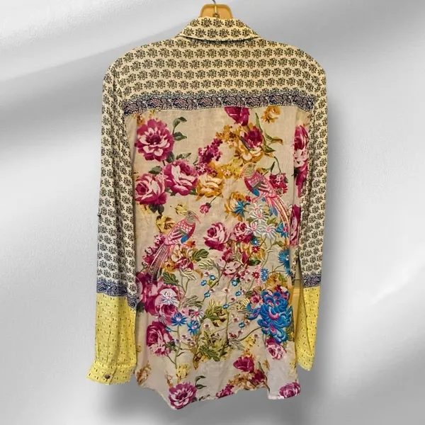 Crash & Burn Embroidered Blouse Yellow Size M - Image 5