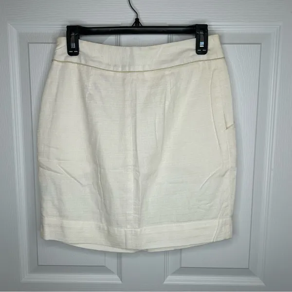 Geren Ford‎ Ivory Cotton Pencil Skirt Size 2 - Image 2
