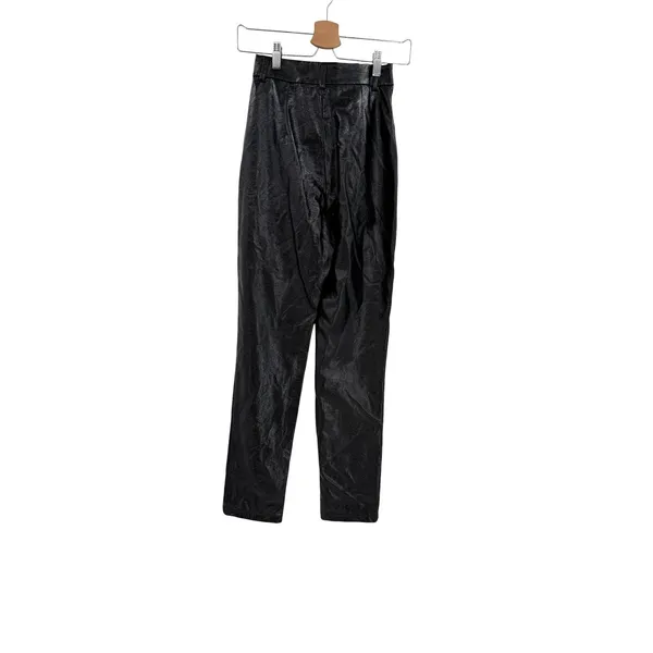 White Fox Crinkle Patent Straight Leg Pants High Rise Black Size XS‎ - Image 5