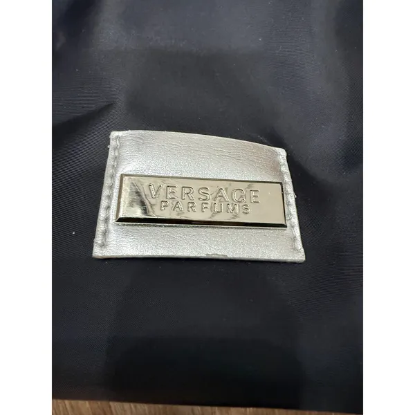 Versace Parfums Black Nylon Tote Bag Silver Hardware Shoulder Bag‎ Handbag - Image 3