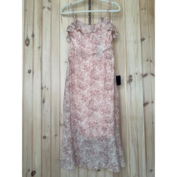 NWT Lulus Cherished Sweetheart Dusty Pink Floral Bustier Midi Dress Resort Sz M - Image 2