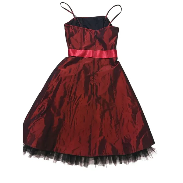 Vintage Satin Bow Tulle Mini Homecoming Dress Size 4 Red Pinup Y2K Whimsigoth - Image 9