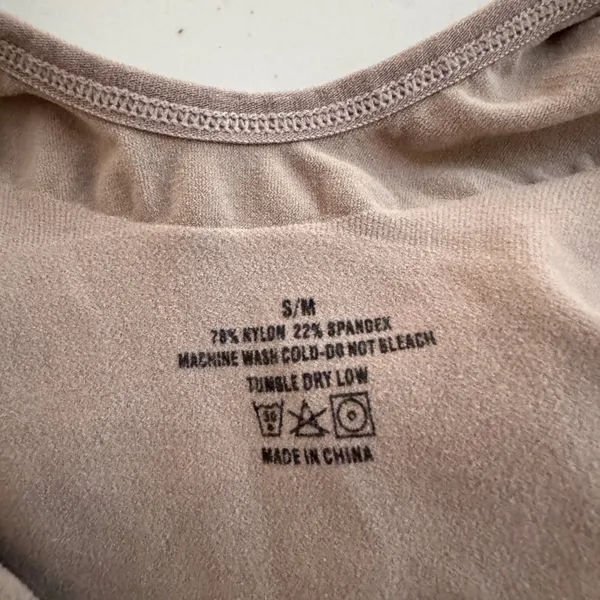 Seamless Adjustable Strap Shapewear Thong Bodysuit Stretch Tan Size Small Medium - Image 4