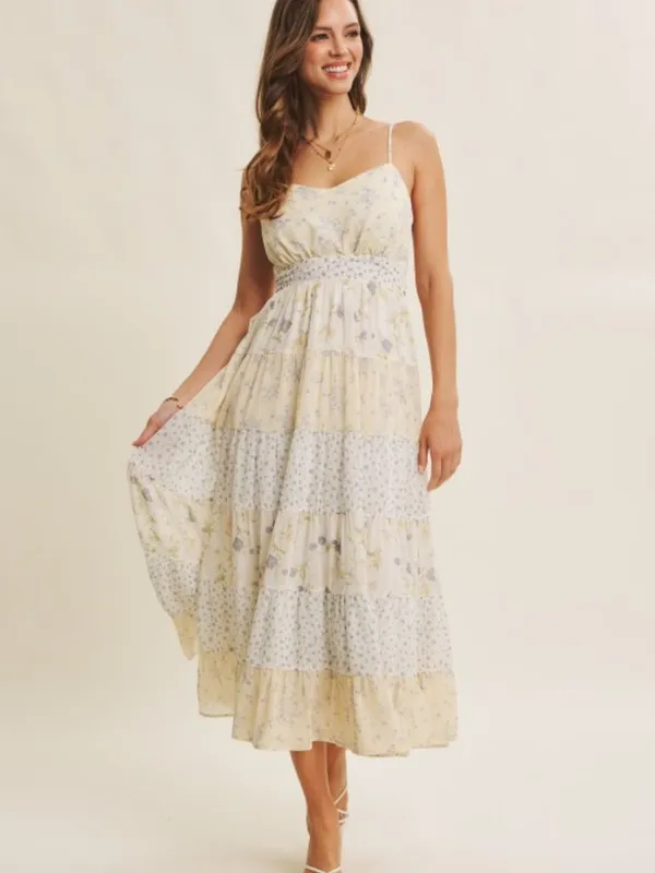 Meadow-inspired Mixed Floral Bow-back Midi Dress - Image 3
