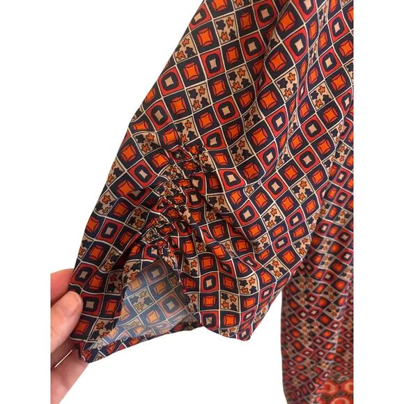 Urban Coco Boho Tunic‎ Dress Red Orange Geometric Print Tassels Womens Size M - Image 5