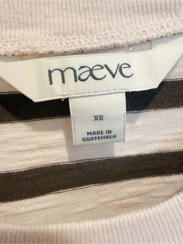ANTHROPOLOGIE MAEVE Corey Short Sleeve Boxy Tee in PinkTaupe Brown Stripe XS - Image 4