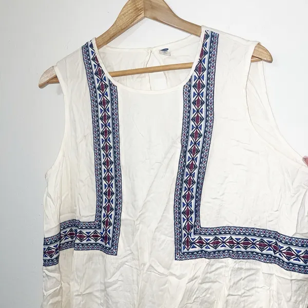 Old navy off white mini shift patterned tank summer dress - Image 3