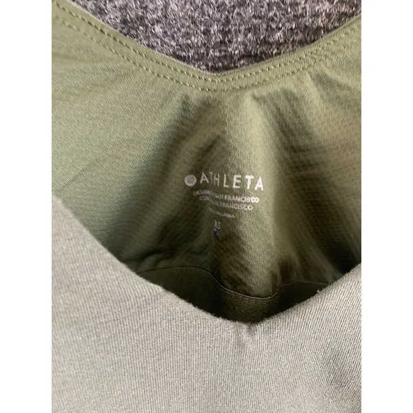 Athleta Essence Support Tank Top XS Olive Green V-Neck Built In Bra Camisole - Image 3