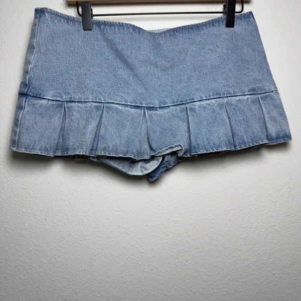 Lioness Revolve Women Miracle Micro Mini Skirt Skort Denim Blue Pleated Y2K‎ - Image 6