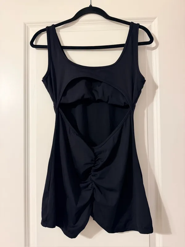 Women’s workout Black Scoop Neck Tank Romper Size L - Image 2