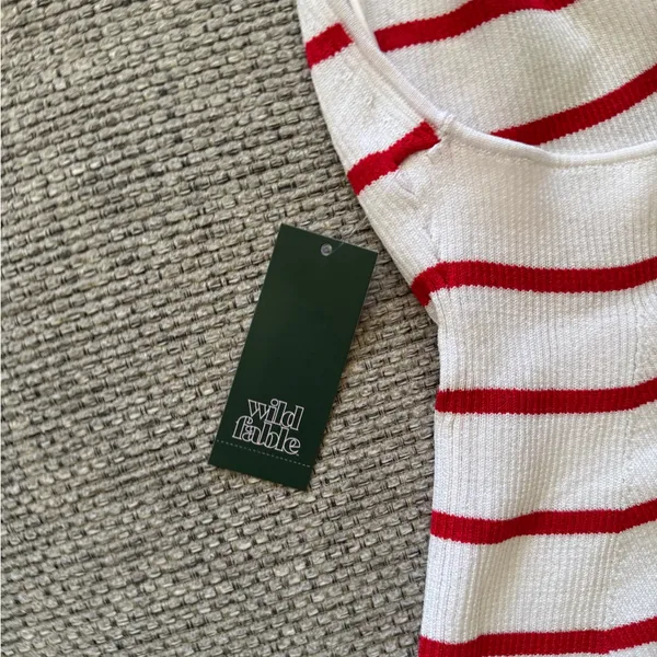 wild fable White and Red Striped Knit Halter Dress - Image 6