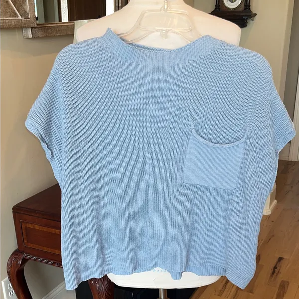 Oversized Powder Blue Pocket Sweater Size M - Image 2