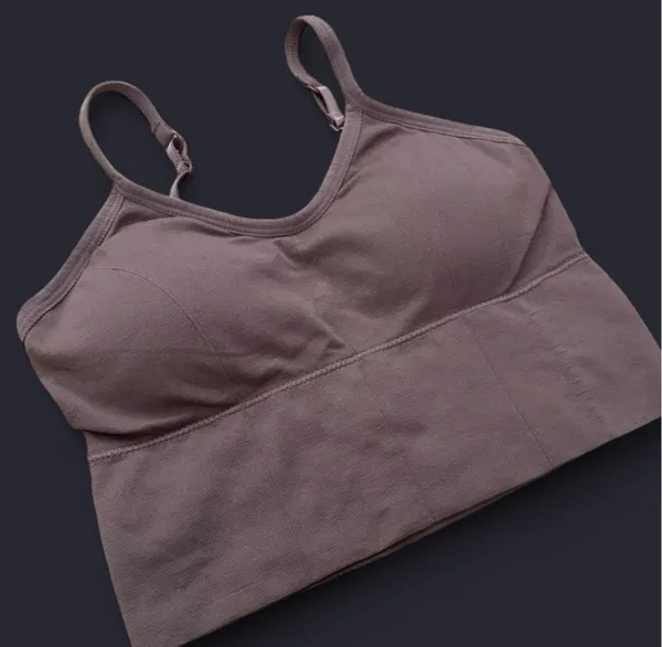 Brown Minimalist Sports Bra with Adjustable Straps - Image 3