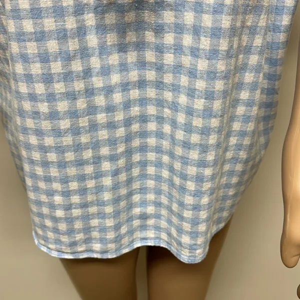 Crown & Ivy Baby Blue & White Plaid Short Flutter Sleeve Linen Blend Top size S - Image 5