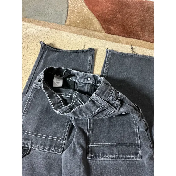 J. Galt Y2K Brandy Melville Black Carpenter‎ Jeans Raw Hem S Streetwear - Image 6