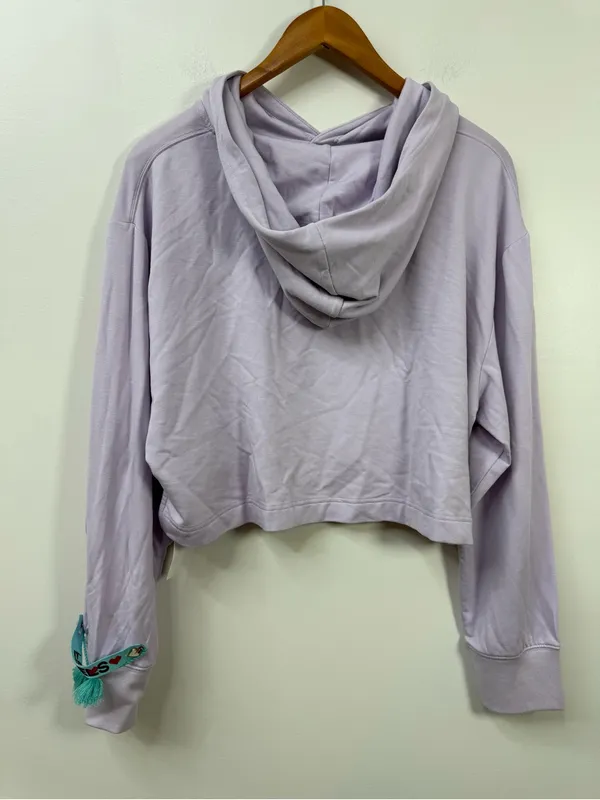Alice + Olivia Lavender Cropped Hoodie with Orange 'LOVE' Graphic size M - Image 4