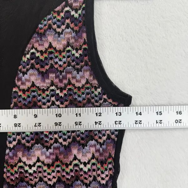 For Love & Lemons Dress M‎ Multi Color Knit Fit Flare Mesh Panel Sleeveless READ - Image 2