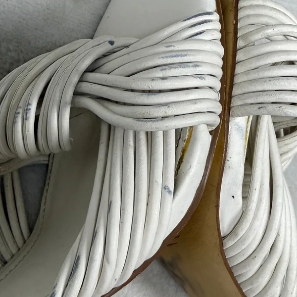 Marc Fisher LTD White‎ Leather Lace Up Strappy Stiletto Heels Knotted Sandals 8 - Image 12
