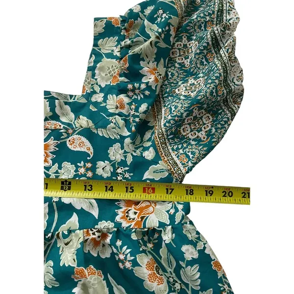 Band of the Free Green Floral Above the Knee Babydoll Dress Women Sz Small |57-9 - Image 5