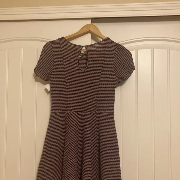 Free People Beach Striped Knit Skater Dress XS Xtra Small Purple and Black Short - Image 3