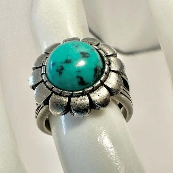 Premier Designs silver tone and turquoise blue Cabo ring - Image 3