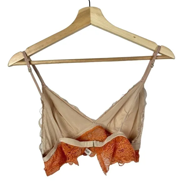 Madewell‎ Longline Lace Bralette Beige Blush & Orange M - Image 3