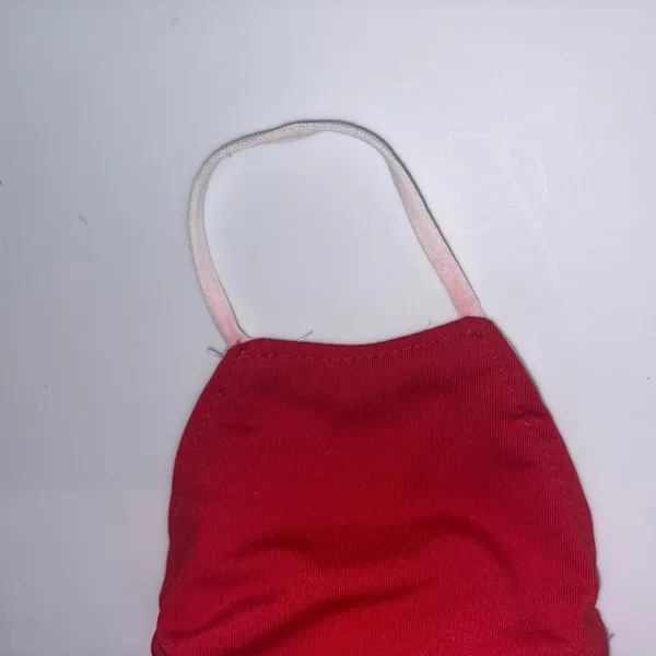 Stretchy Red & White Reusable Face Mask - Image 2