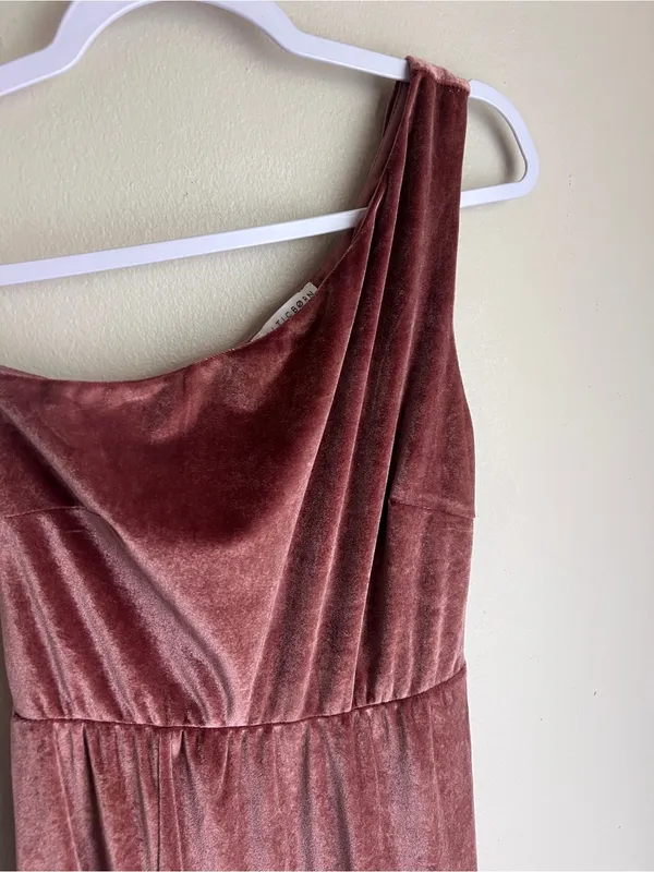 Baltic Born Tatiana Velvet One Shoulder Maxi Dress Desert Rose Size S - Image 4