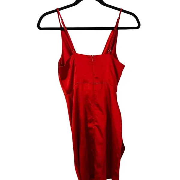 Mable Red Mini Satin with Spaghetti Straps Cowl Neck‎ Christmas Holiday Dress - Image 3