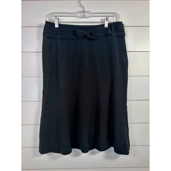 Karen Millen Women's Paneled Bow Belted Flared Hem Mini Skirt Black Size 6 - Image 2