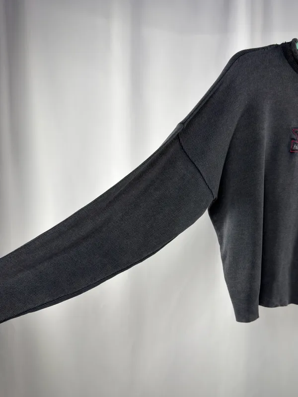 Harley-Davidson Cotton Embroidered Logo Knit Pullover in Charcoal Gray Red Large - Image 2