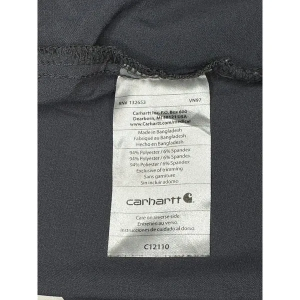 Carhartt Force Scrub Top Women’s Large Gray Pink Trim V-Neck Pockets Medical - Image 9