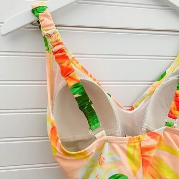 Swimsuit‎ Size 6 Green Palm Tree Print Surplice V Neck One Piece Tropical Beach - Image 8