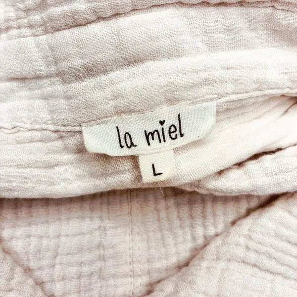 Le Miel Cream Beige Dip Dye Oversized Button Down Gauze Shirt - Image 8