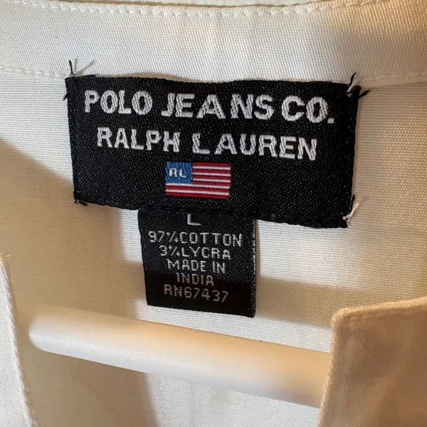 Vintage‎ Polo Jeans Co Ralph Lauren White Sleeveless Stretch Top Size Large Y2K - Image 3