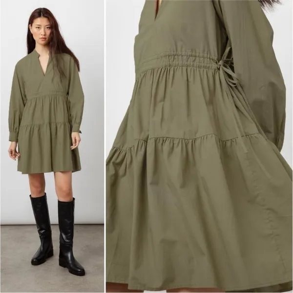 Rails Ivy Mini Moss Green Tie Waist Tiered Dress Women's Size Small - Image 5